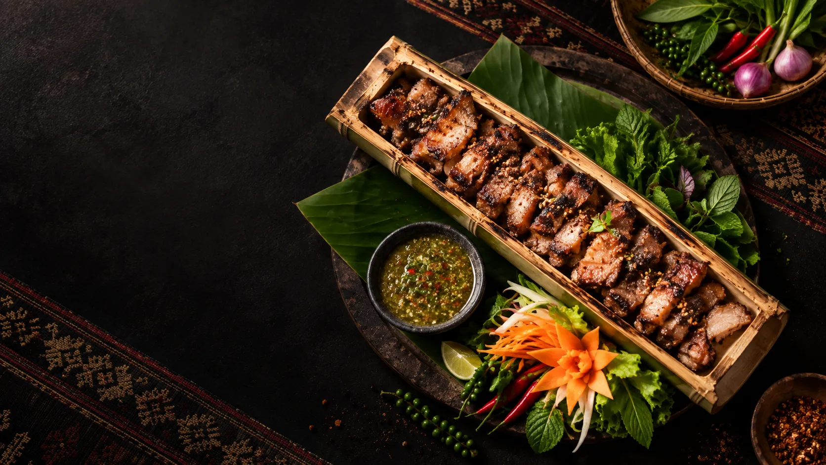 Heo đồng bào nướng ống tre — Bản Garden